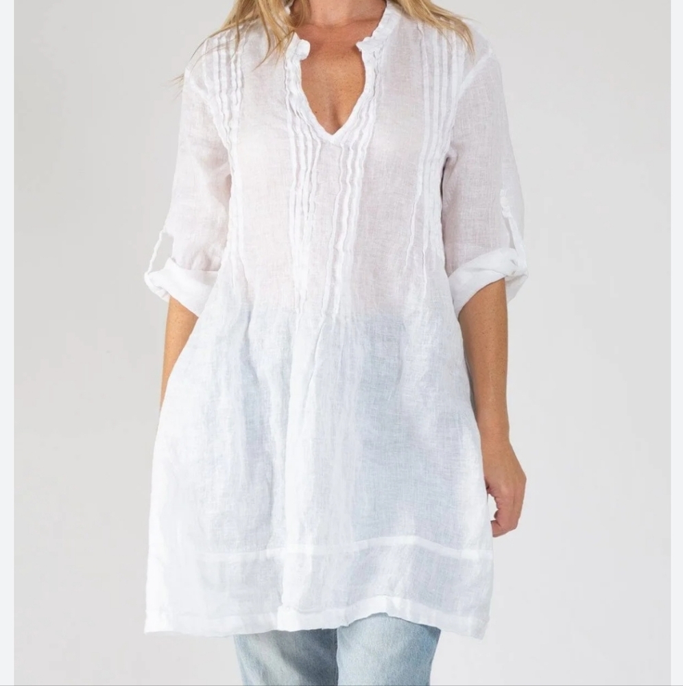CP Shades white linen Regina Tunic, size S